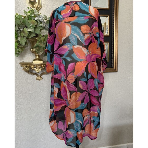 Floral Sheer Cardigan Cover Up Multicolor Live For True Women’s Size Plus 1X - Picture 7 of 9